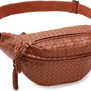 Versatile Large Crossbody Sling Bag - Stylish Woven Leather for Travel & Gym